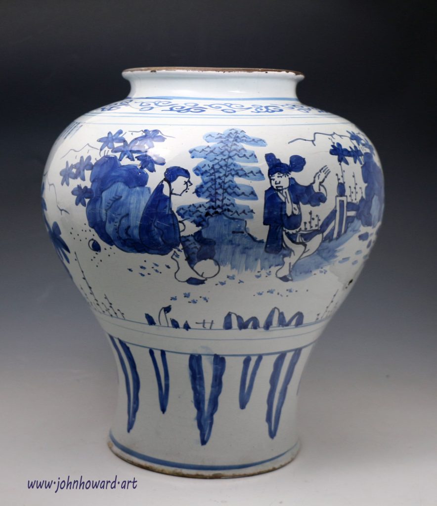 Massive English delftware apothecary display jar Ming type decoration ...