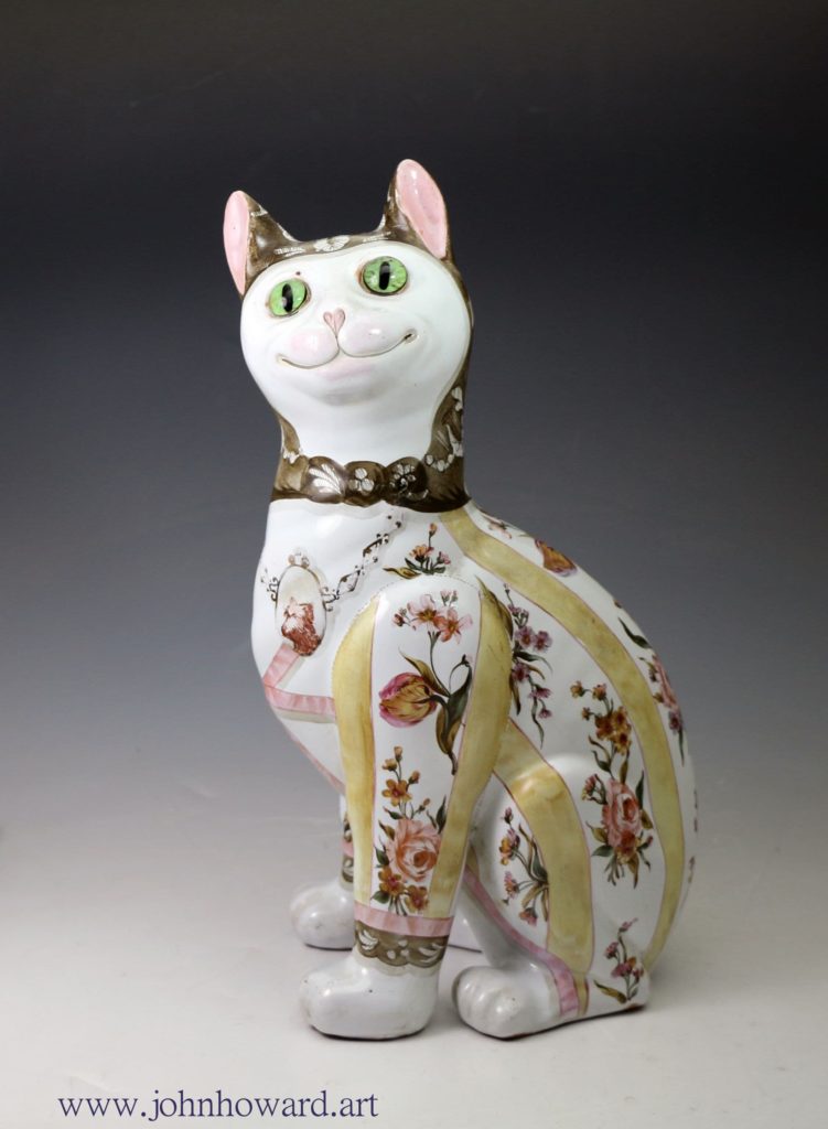 Galle Pottery cat with glass eyes signed original example circa 1900 ...