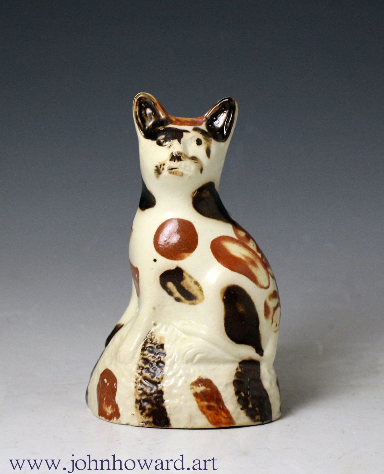 Creamware Pottery Figure Of A Cat From The Bovey Tracey Pottery Devon 