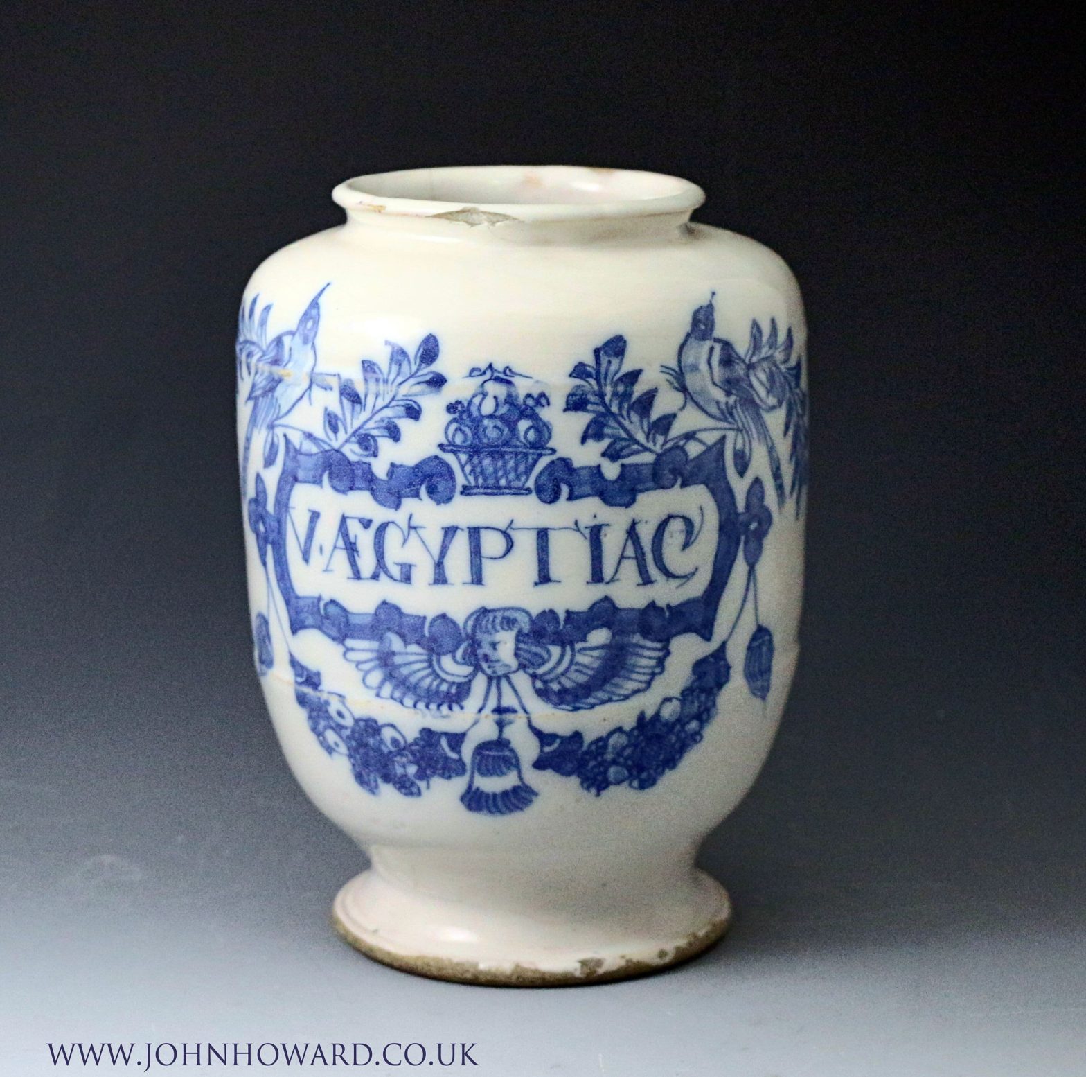 English delftware drug jar songbirds pattern late 17th century London ...