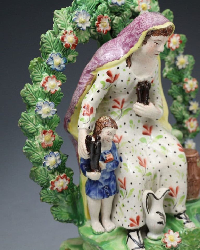 Staffordshire pottery pearlware bocage figures of Elijah and the Widow ...