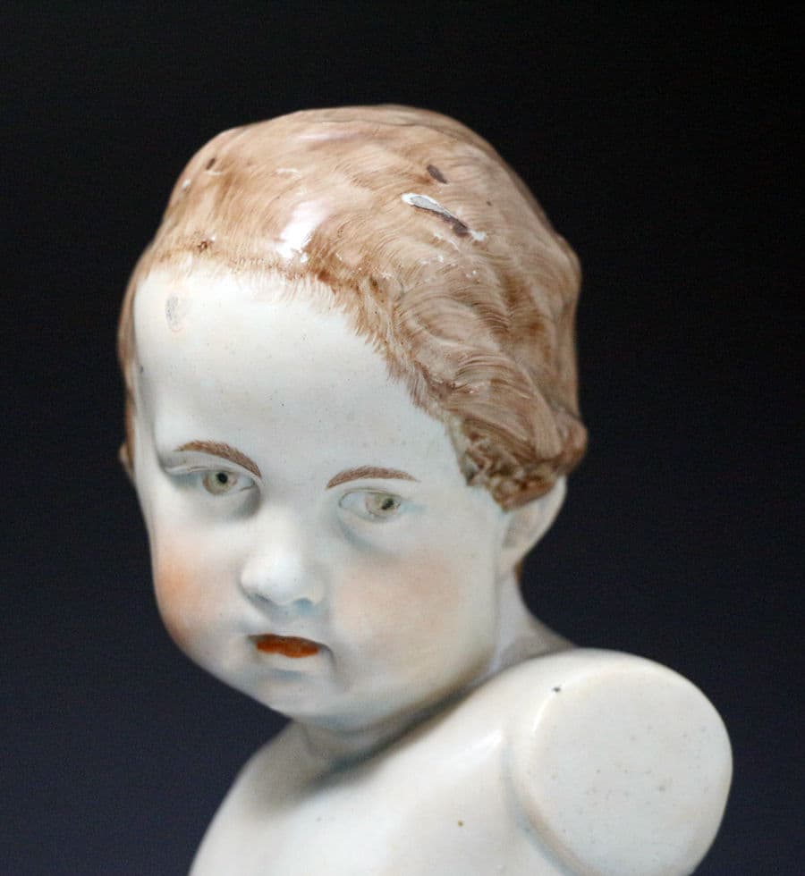 Staffordshire pearlware bust of a putto on a socle base, early 19th ...