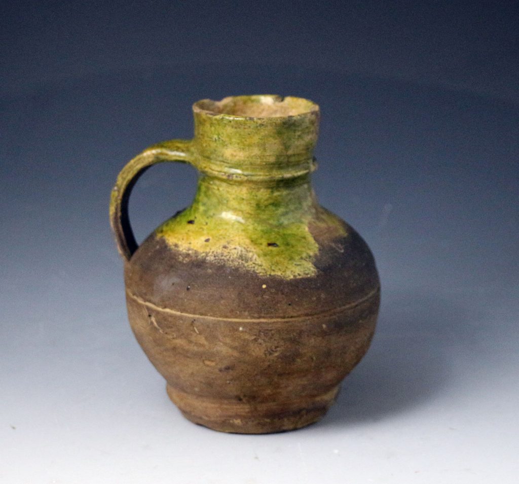 Tudor or Borderware medieval pitcher with green glaze 15th century ...