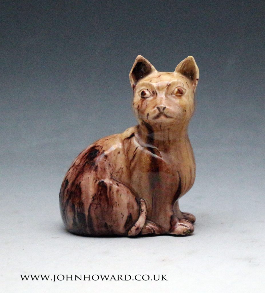 Staffordshire pottery figure of a cat mid 18th century Whieldon type ...