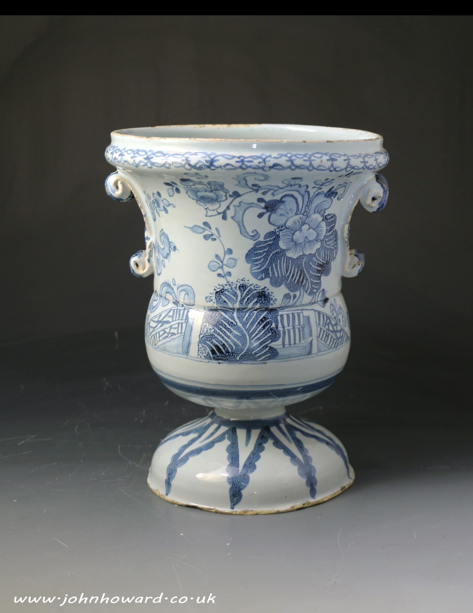 Antique period London or Liverpool delftware pottery urn mid 18th ...