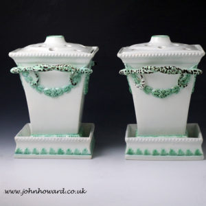 Pair of Pearlware pottery Fern or flower pot vases late 18th Century Staffordshire.