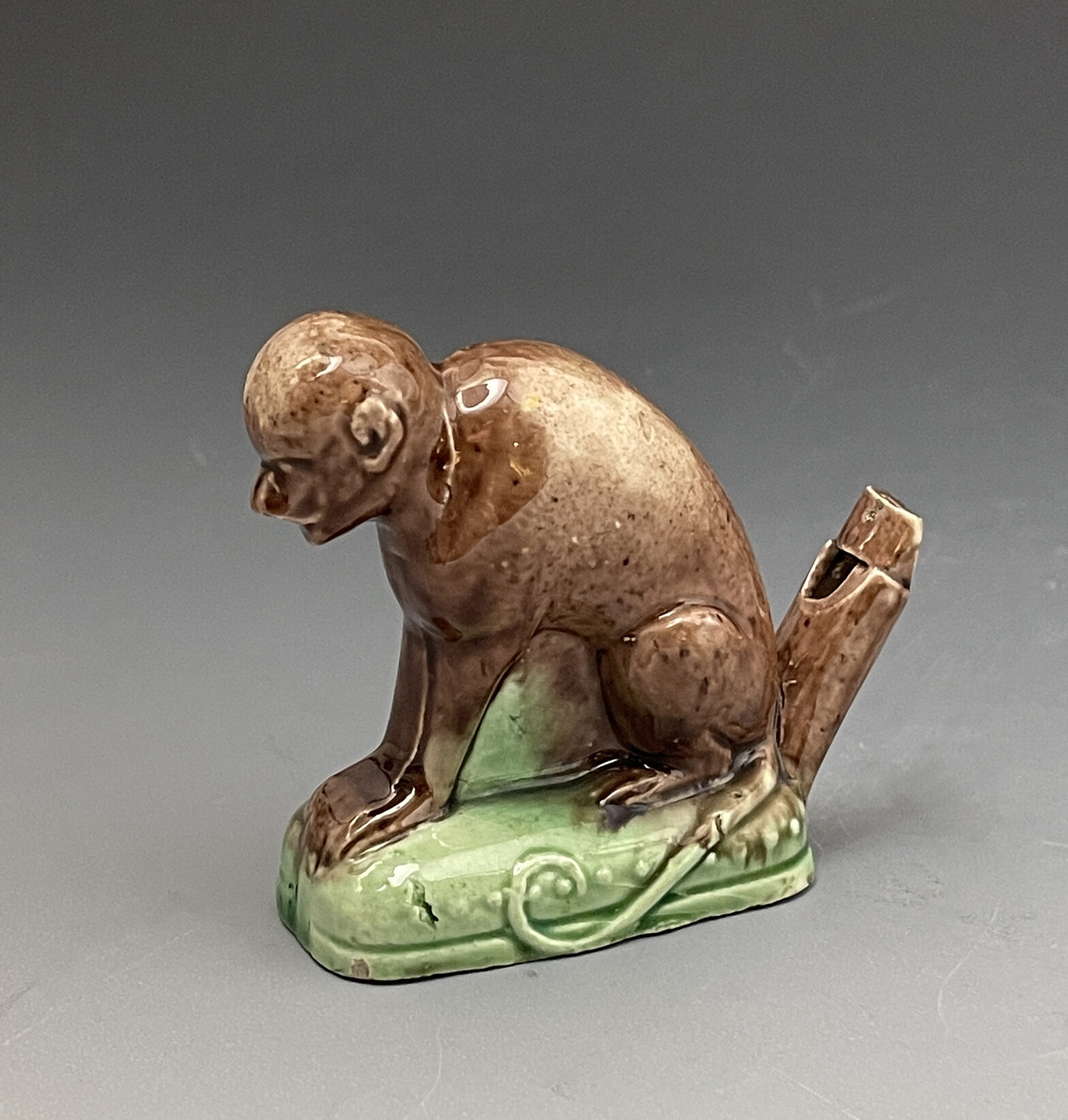 Ralph Wood pottery whistle in the form of a monkey Staffordshire circa ...