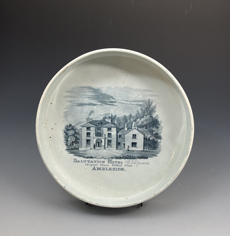 Char Dish pearlware glazed pottery with print of the Salutation Hotel ...