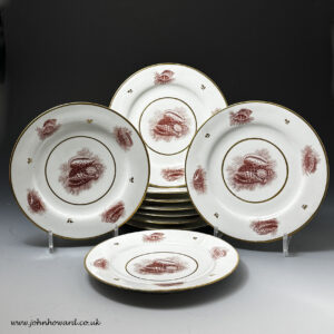 Set of ten porcelain tea plates decorated with sea shells Barr Flight and Barr Worcester c1810