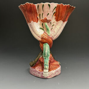 English pottery pink luster decorated vase with a dolphin circa 1815