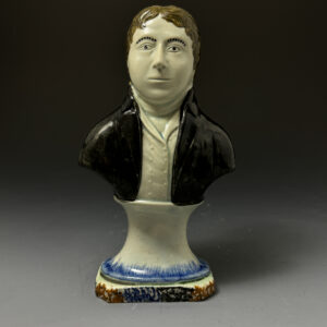 Yorkshire pottery Prattware bust  titled  MR.Henshaw circa 1800